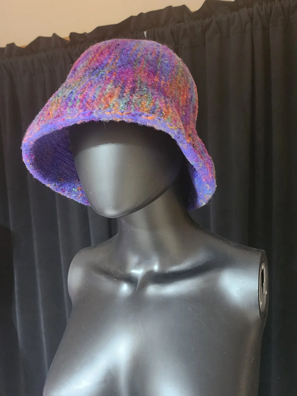 Vintage Psychedelic Wool Bucket Hat Multicolor Rainbow Knit - Picture 4 of 6